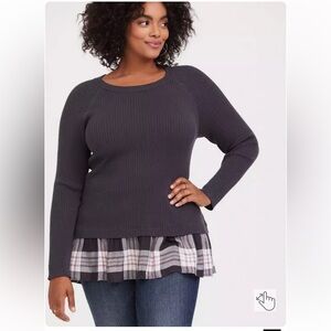 Torrid 00 10 Grey 2fer Ribbed Pullover Sweater